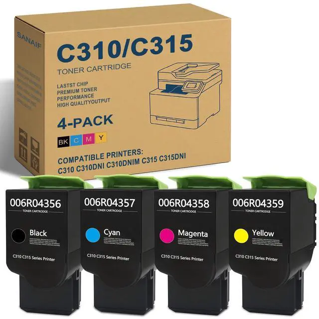 Main image of C310 / C315 Black Cyan Yellow Magenta High Yield Toner Cartridge 4/Pack-006R004356 006R004357 006R004359 006R004358 Compatible Replacement for Xerox C310 C310DNI C310DNIM C315 C315DNI Printer Ink