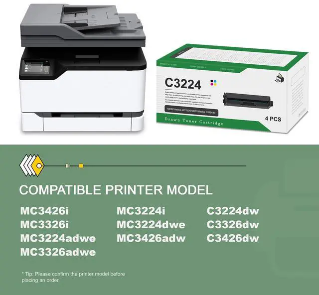 Alt view image 2 of 7 - C3210K0 C3210C0 C3210M0 C3210Y0 Toner Cartridges(4-Pack, 1BK/1C/1M/1Y) Replacement for Lexmark C3210 High Yield Toner Cartridge Set Work for C3224, C3326, C3426, MC3224, MC3326, MC3426 Printer