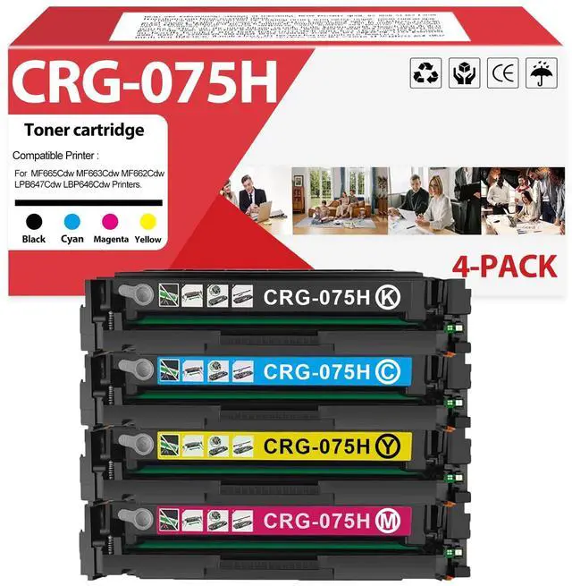 Main image of 4 Pack 075H CRG075H CRG-075H CRG075H Toner Cartridge Replacement for Canon 075H Toner Work for MF665Cdw MF663Cdw MF662Cdw LPB647Cdw LBP646Cdw Printers 3500 Pages
