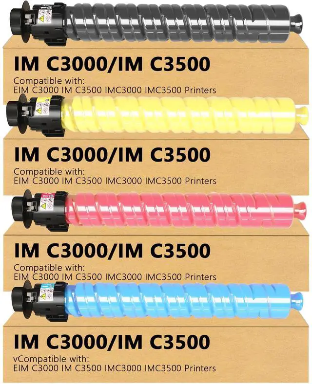 Main image of Ricoh IM C3000 Toner Cartridge IM C3500 Toner with Chip Compatible | with IMC3000 IM C3500 Printers(4 Packs Black Cyan Magenta Yellow 842251 842252 842253 842254)