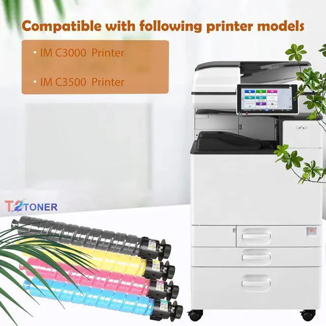 Alt view image 2 of 6 - Ricoh IM C3000 Toner Cartridge IM C3500 Toner with Chip Compatible | with IMC3000 IM C3500 Printers(4 Packs Black Cyan Magenta Yellow 842251 842252 842253 842254)