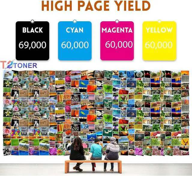 Alt view image 3 of 6 - Ricoh IM C3000 Toner Cartridge IM C3500 Toner with Chip Compatible | with IMC3000 IM C3500 Printers(4 Packs Black Cyan Magenta Yellow 842251 842252 842253 842254)