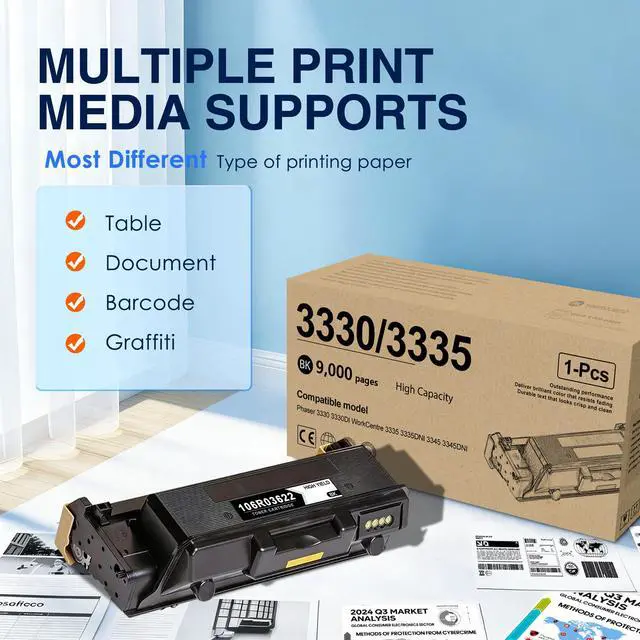 Alt view image 5 of 7 - Phaser 3330 Black High Capacity Toner Cartridge (1-Pack, 9000 Pages) | 106R03622 Toner Cartridge Replacement for Xerox Phaser 3330DNI 3330 WorkCentre 3345 3335 3345DNI 3335DNI Printer