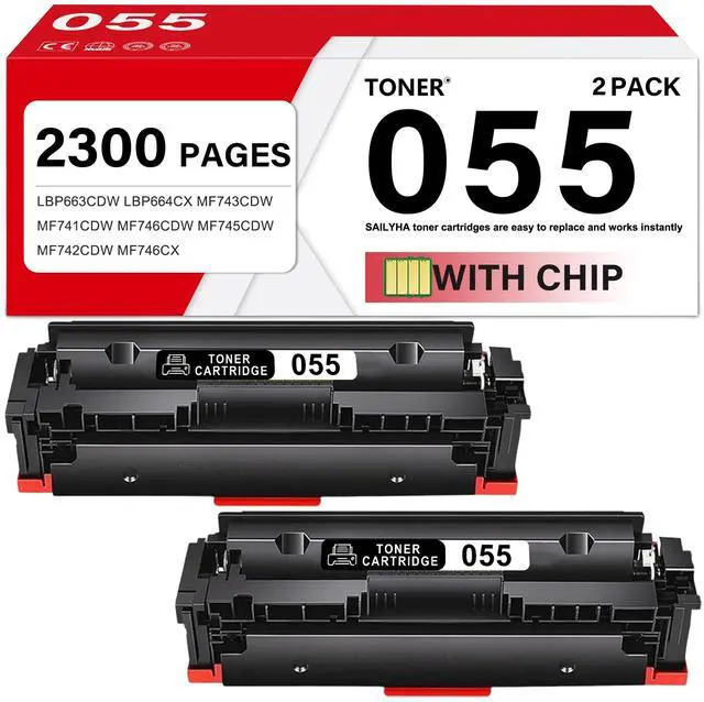 Main image of 055 055H Toner Cartridge Set with Display Capacity Chip - 2 Pack Replacement for Canon 055H 055 Toner Compatible with Color ImageClass MF743Cdw MF741Cdw MF745Cdw MF746Cdw Printers