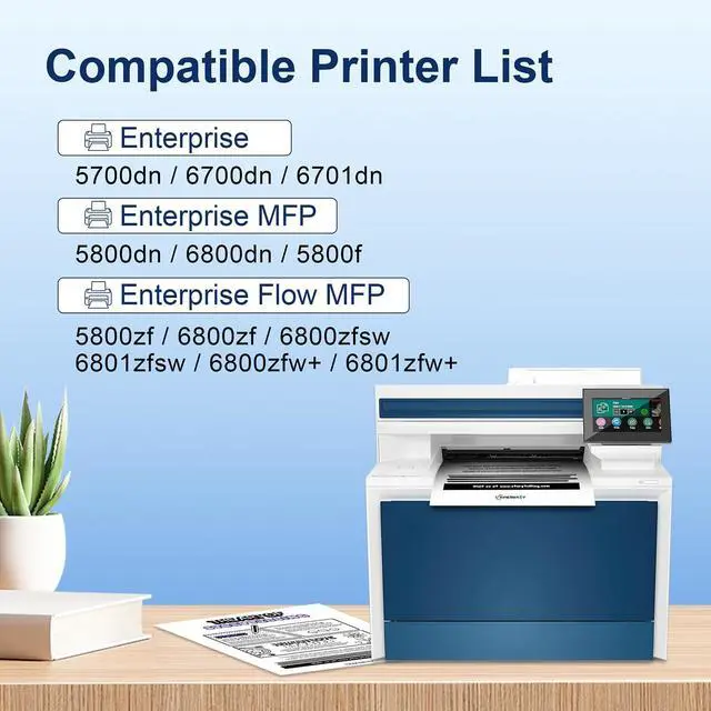 Alt view image 2 of 7 - 213A Toner Cartridge 4 Pack (with Chip) Compatible for HP 213A W2130A 213X W2130X Toner for HP Color Laser jet Enterprise 5700dn 6700 6701dn MFP 5800dn 6800 6801dn Printer Ink Copier Scanner