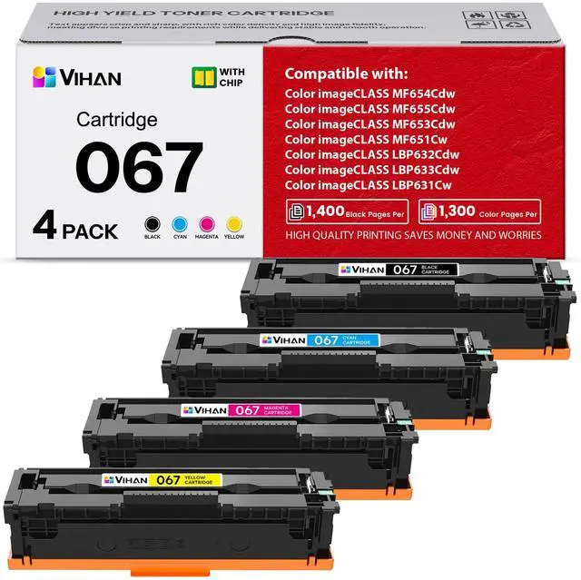 Main image of 067 067H Toner Cartridge Set 4 Pack Replacement for Canon 067H 067 Color imageCLASS LBP633Cdw MF656Cdw LBP632Cdw MF653Cdw MF654Cdw Printer Ink (1BK/1C/1M/1Y)