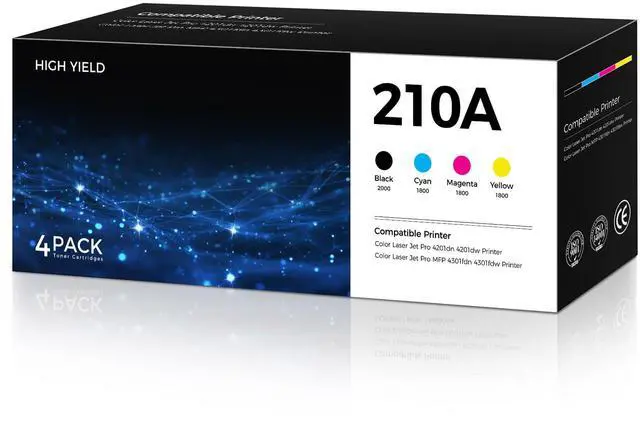 Main image of 210A Toner Set (with Chip) Compatible for hp 210A Toner Cartridges 4 Pack | HP210A Work for HP Color LaserJet Pro MFP 4301fdw MFP Pro 4301fdn 4201dw 4201dn 4301 4201 Series Printer W2100A, BCMY