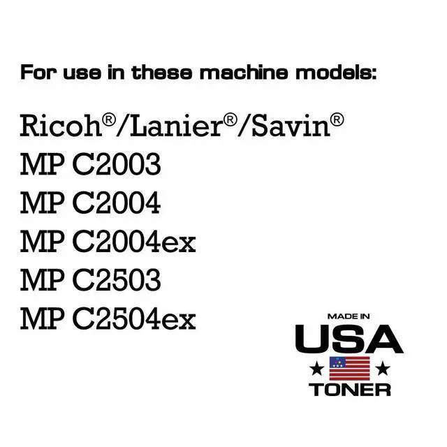 Alt view image 3 of 6 - Compatible Replacement for Ricoh Lanier Savin MP C2003, MP C2503, MP C2004, MP C2504, 841921, 841920, 841919, 841918, 841924 (CMYK, 5 pk)