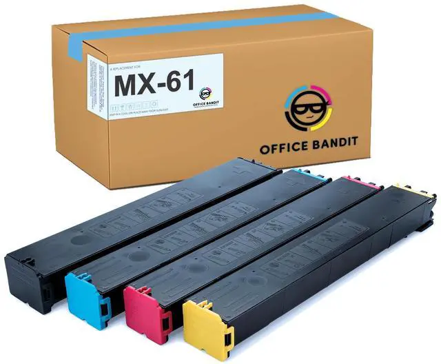 Main image of Office Bandit Compatible Toner for Sharp MX-3071, MX-4071, MX-5071 MX61 MX-61NTBA, MX-61NTCA, MX-61NTMA, MX-C61NTYA Black, Cyan, Magenta, Yellow