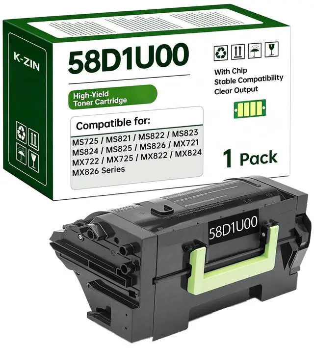 Main image of MS725 58D1U00 Ultra High Yield Black Toner Cartridge with Chip, 55000 Pages, Compatible with Lexmark MS725dvn MS821dn MS822de MS823dn MS824de MS825dn MS826de MX721ade MX725dvn MX822ade Replace 58D1H00