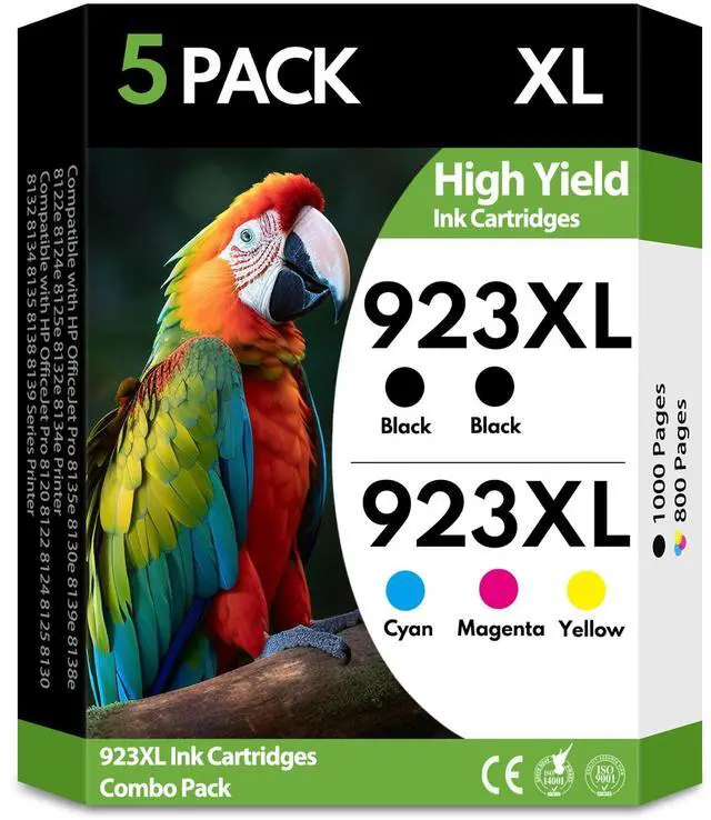 Main image of 923XL 923 Ink Cartridges 5 Pack High Yield 2Black Cyan Magenta Yellow, Replacement for HP 923 XL, Compatible with OfficeJet Pro 8130e 8135e 8139e 8138e 8122e 8120 8124e 8125e 8130 8132e 8134e Printers