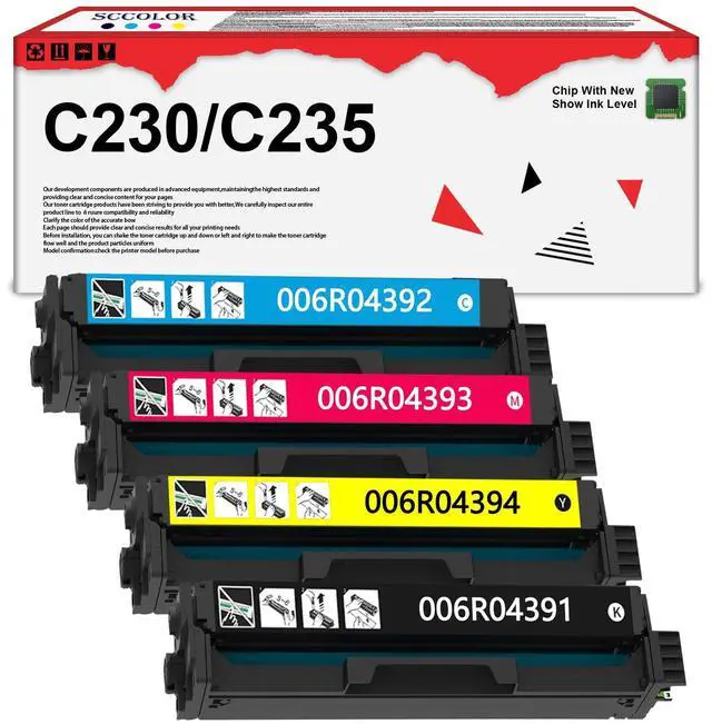 Main image of Extra High Yield C230 C235 Toner Cartridge with New Chip 006R04391 006R04392 006R04393 006R04394(BK:5,550 Pages,CMY:4,550 Pages) Replacement for Xerox C230 C235 C230/DNI C235/DNI Printer