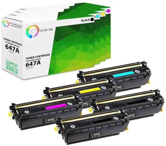Main image of 647A 648A Toner Cartridge 5 Pack - Compatible Replacement for HP 647A 648A CE260A CE261A CE262A CE263A Works with HP Color LaserJet CP4520 CP4025 CP4525 Printer (Black Cyan Magenta Yellow)