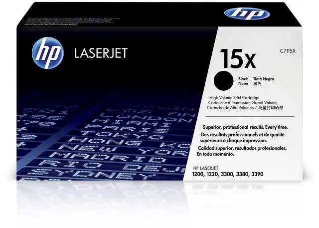 Main image of Original 15X Black High-Yield Toner Cartridge | Works Laserjet 1200, 1220, 3300, 3310, 3320, 3330, 3380, 3390 Series | C7115X