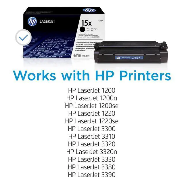 Alt view image 2 of 7 - Original 15X Black High-Yield Toner Cartridge | Works Laserjet 1200, 1220, 3300, 3310, 3320, 3330, 3380, 3390 Series | C7115X