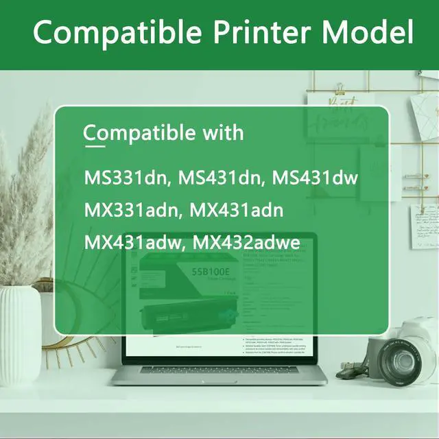Alt view image 2 of 6 - 55B100E Toner Cartridge Black(1Pack, 3,500 Pages) - Compatible Replacement for Lexmark 55B100E Toner Cartridge Work for MS331 MS431 MX331 MX431 MX432 Printer