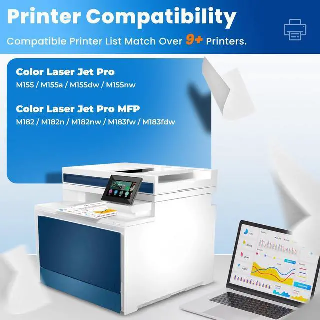Alt view image 2 of 7 - 215A Toner Cartridge Color Laser Jet Pro MFP M183fw M182 M155 Compatible for HP 215A 215 M182 M182n M182nw M183fw M183fdw Toner Cartridges for HP Color Laser Jet Pro M155 M155a M155dw M155nw
