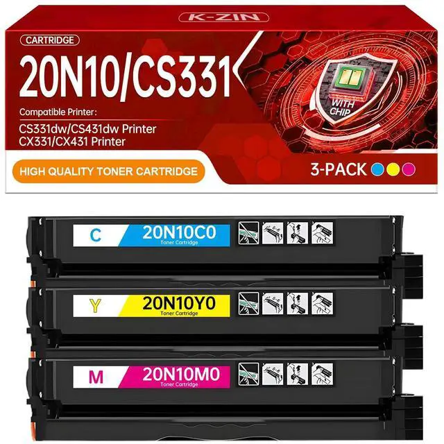 Main image of 20N10C0/M0/Y0 20N10 Color Toner Cartridges (with Chip) Compatible with Lexmark CS331 CX331adwe CS431 CX431adw Printers and Remanufactured 20N10C0 20N10M0 20N10Y0 Toner (1500 Pages, 3-Pack)
