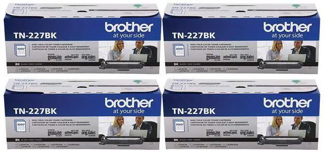 Main image of Genuine TN227, TN227BK, High Yield Toner Cartridge, Replacement Black Toner, Page Yield Up to 3,000 Pages, TN227BK, Pack of 4