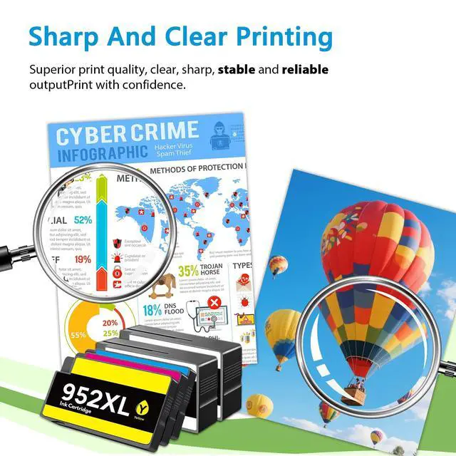 Alt view image 4 of 7 - 952XL 952 Ink Cartridges 5 Pack High Yield BK/C/M/Y, Replacement for HP 952 XL, Compatible with OfficeJet Pro 7740 8710 8720 8715 8210 8703 8702 Printers