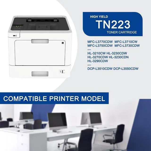 Alt view image 2 of 6 - 5 Pack TN223 BK/C/M/Y Toner Cartridge High Yield Compatible TN223 Replacement for Brother MFC-L3770CDW L3710CW L3750CDW HL-3210CW 3270CDW 3290CDW DCP-L3510CDW L3550CDW Printer
