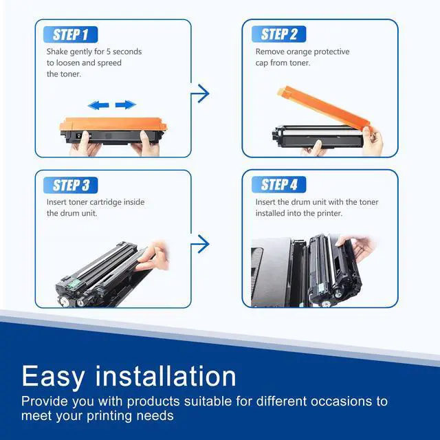 Alt view image 6 of 7 - TN221 Toner Cartridges and DR221CL Drum Unit (4 Toner + 4 Drum) Replacement for Brother TN-221 TN 221 DR221 DR-221CL DR 221CL for HL-3140CW HL-3170CDW MFC-9330CDW MFC-9340CDW Printer Toner Drum