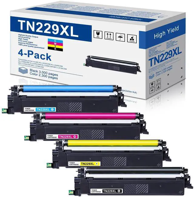 Main image of TN-229XL TN229XL Toner Cartridges 4 Pack (BK/C/M/Y) Replacement for Brother TN229 TN229XL High Yield MFC-L3780CDW Printer Toner Cartridge - TN2294PK
