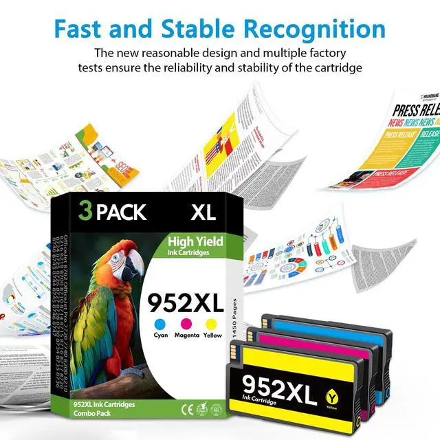 Alt view image 7 of 7 - 952XL 952 Ink Cartridges 3 Pack Cyan Magenta Yellow High Yield, Replacement for HP 952 XL, Compatible with HP OfficeJet Pro 7740 8710 8720 8715 8210 8703 OfficeJet 8702 Printers