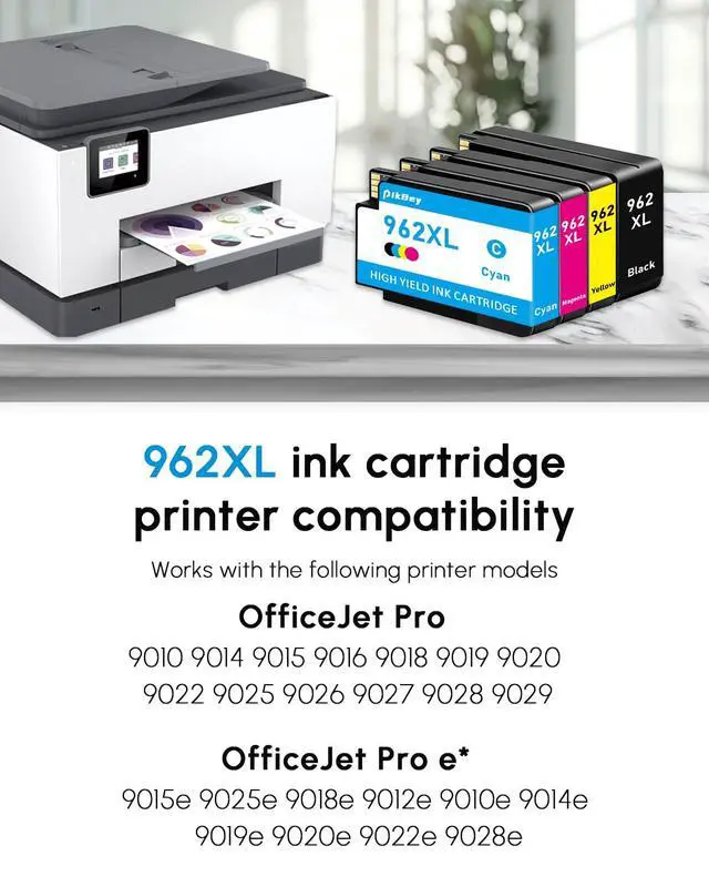 Alt view image 2 of 7 - 962XL Ink Cartridges High Yield 4-Pack Replacement for HP 962XL 962 XL Ink Cartridge Works with OfficeJet Pro 9010 9012 9014 9015 9018 9020 9022 9025 Printers Ink (Black/Cyan/Yellow/Magenta)