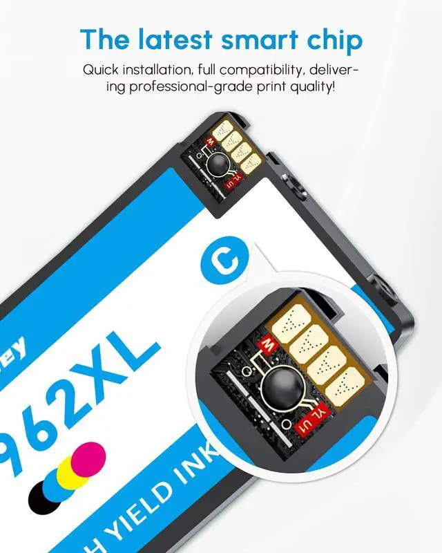 Alt view image 4 of 7 - 962XL Ink Cartridges High Yield 4-Pack Replacement for HP 962XL 962 XL Ink Cartridge Works with OfficeJet Pro 9010 9012 9014 9015 9018 9020 9022 9025 Printers Ink (Black/Cyan/Yellow/Magenta)