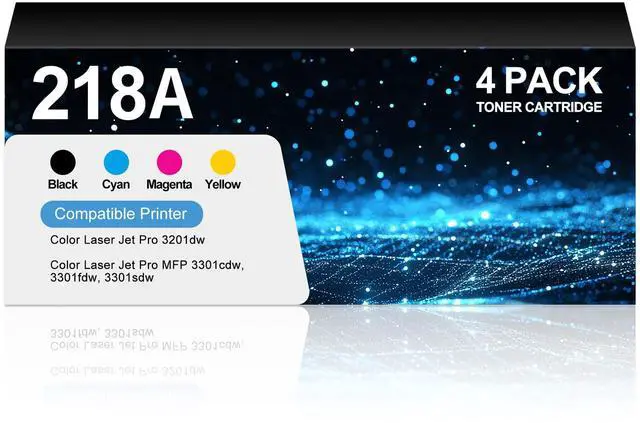 Main image of 218A 3301fdw Toner Cartridges 4-Pack for HP 218A 218X 3301fdw Toner Work with HP Color Laser Jet Pro 3301 fdw Toner 3301sdw 3301cdw MFP 3201 3201dw Printer for HP218A 218A 218X W2180A Toner Cartridge