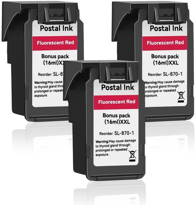 Main image of SL-870-1 XXL High Capacity Red Ink Cartridge 3 Pack Compatible with SL870-1 SL8701 XXL Fluorescent Red Ink Replacement for The PB New SendPro Mailstation Postage Meter (CSD1) Machine 16ml*3