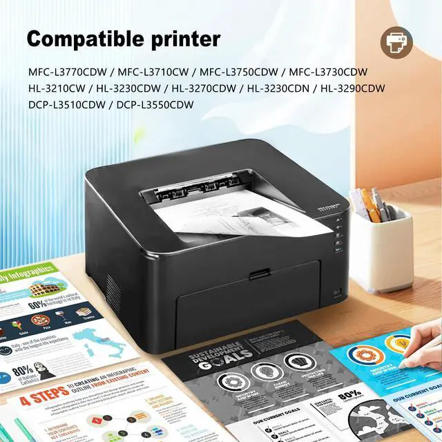 Alt view image 2 of 6 - TN223 BK/C/M/Y Toner Cartridge 4 Pack (with chip): Compatible TN223 TN-223 Replacement for Brother MFC-L3770CDW L3710CW L3750CDW HL-3210CW 3230CDW 3270CDW 3290CDW DCP-L3510CDW L3550CDW Printer