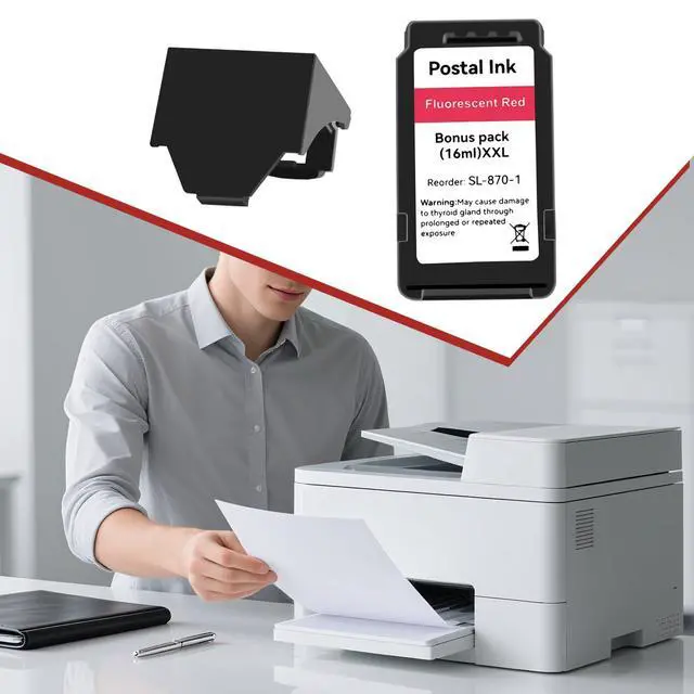 Alt view image 5 of 7 - SL-870-1 XXL High Capacity Red Ink Cartridge 3 Pack Compatible with SL870-1 SL8701 XXL Fluorescent Red Ink Replacement for The PB New SendPro Mailstation Postage Meter (CSD1) Machine 16ml*3