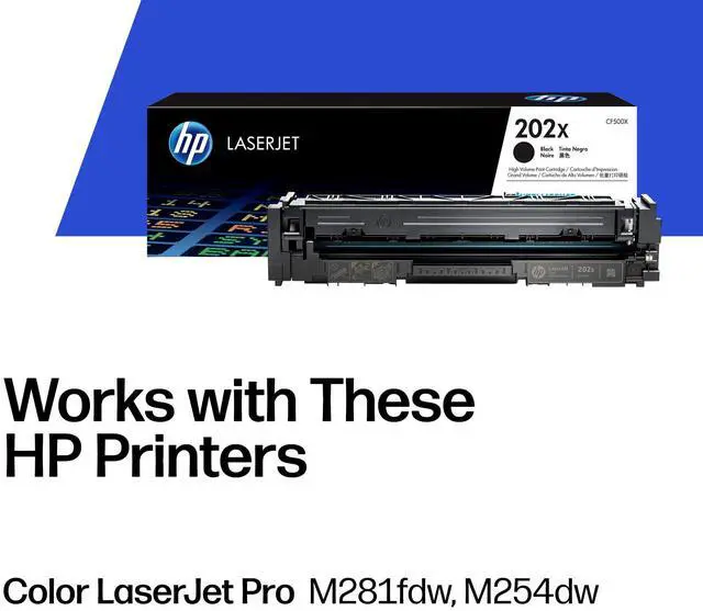 Alt view image 2 of 7 - 202X Black High-Yield Toner Cartridge Printers | Works with Color LaserJet Pro M254, Color LaserJet Pro MFP M281 Series | CF500X