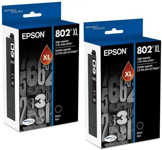 Main image of 802XL Black Ink Cartridges 2/Pack Bundle | Works with EC-4020, EC-4030, EC-4040, WF-4720, WF-4730, WF-4734, WF-4740