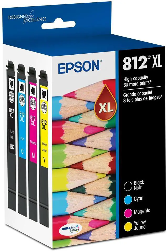 Main image of 812 DURABrite Ultra Ink High Capacity Black & Color Cartridge Combo Pack (T812XL-XCS) Works with Workforce Pro WF-7310,7820, 7840, EC-C7000