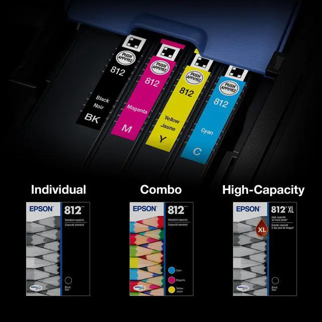Alt view image 5 of 6 - 812 DURABrite Ultra Ink High Capacity Black & Color Cartridge Combo Pack (T812XL-XCS) Works with Workforce Pro WF-7310,7820, 7840, EC-C7000