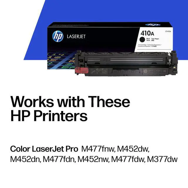 Alt view image 2 of 7 - 410A Black Toner Cartridge | Works with Color LaserJet Pro M452 Series, MFP M377, M477 Series | CF410A