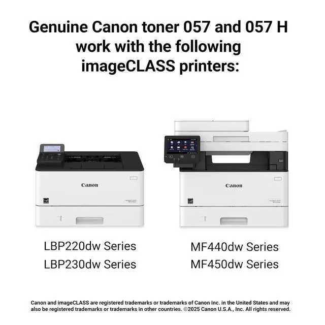 Alt view image 6 of 6 - Genuine 057 Black Toner Cartridge High Capacity Compatible with LBP220 Series, LBP230 Series, MF440 Series, MF450 Series