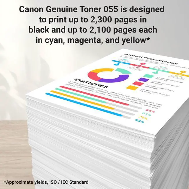 Alt view image 3 of 6 - Genuine 055 Yellow Toner Cartridge Compatible with LBP664Cdw, MF741Cdw, MF743Cdw, MF745Cdw, MF746Cdw