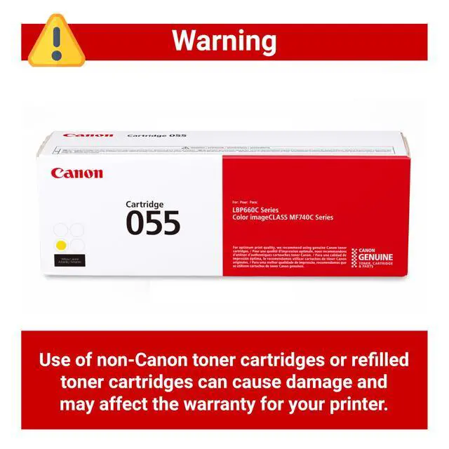 Alt view image 4 of 6 - Genuine 055 Yellow Toner Cartridge Compatible with LBP664Cdw, MF741Cdw, MF743Cdw, MF745Cdw, MF746Cdw