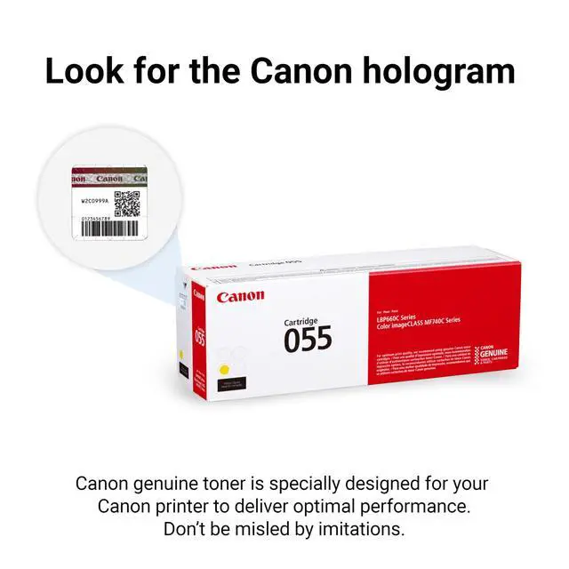 Alt view image 5 of 6 - Genuine 055 Yellow Toner Cartridge Compatible with LBP664Cdw, MF741Cdw, MF743Cdw, MF745Cdw, MF746Cdw