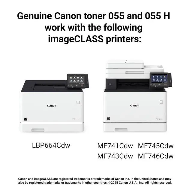 Alt view image 6 of 6 - Genuine 055 Yellow Toner Cartridge High Capacity Compatible with LBP664Cdw, MF741Cdw, MF743Cdw, MF745Cdw, MF746Cdw
