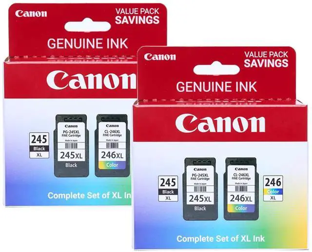 Main image of PG-245XL / CL-246XL High-Yield Ink Cartridge Combo 2-Pack (2 Black, 2 Tri-Color) | Compatible PIXMA MG2522, MX492, TS3122, TR4520 & More | Crisp Text & Vibrant Color Prints