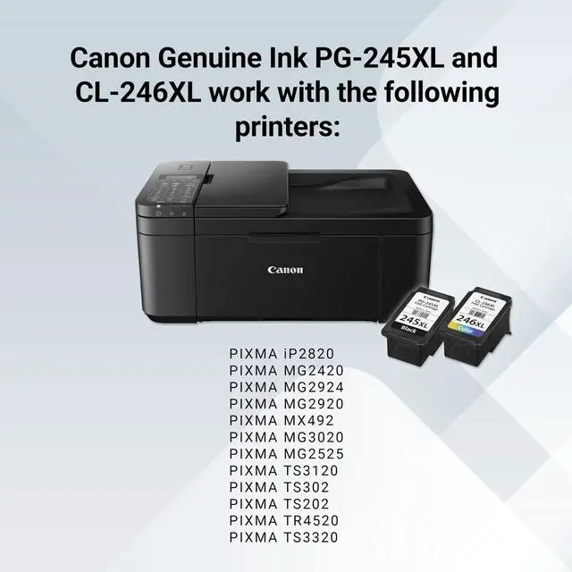 Alt view image 6 of 7 - PG-245XL / CL-246XL High-Yield Ink Cartridge Combo 2-Pack (2 Black, 2 Tri-Color) | Compatible PIXMA MG2522, MX492, TS3122, TR4520 & More | Crisp Text & Vibrant Color Prints