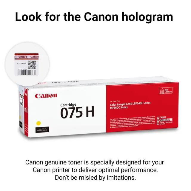 Alt view image 5 of 6 - Genuine 075 Yellow High Capacity Toner Cartridge Compatible with MF660 Series and LBP640 Series Laser Printers