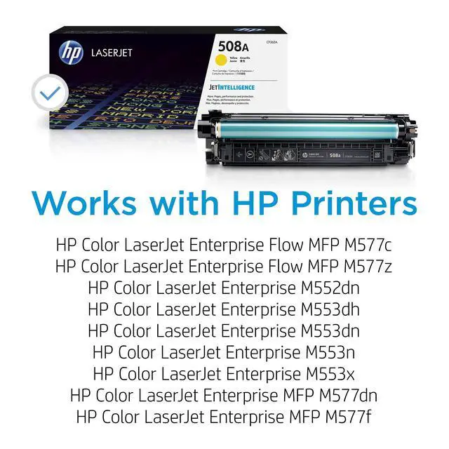 Alt view image 2 of 7 - 508A Yellow Toner Cartridge Printers | Works with Color LaserJet Enterprise M552, M553 Series; Color LaserJet Enterprise MFP M577 Series | CF362A