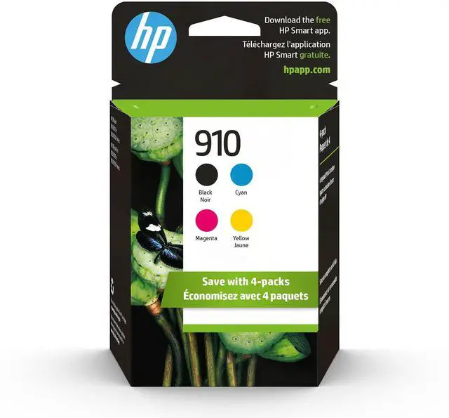 Main image of 910 Black, Cyan, Magenta, Yellow Ink Cartridges (4-Pack) | Works OfficeJet 8010, 8020 Series, OfficeJet Pro 8020, 8030 Series | Eligible for Instant Ink | 3YQ26AN