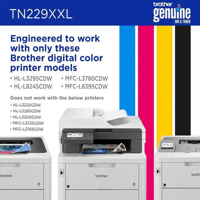 Alt view image 3 of 7 - Genuine TN229XXLM Magenta Super High Yield Printer Toner Cartridge - Print up to 4,000 Pages(1), Compatible with HL-L3295CDW, HL-L8245CDW, MFC-L3780CDW, and MFC-L8395CDW Printers
